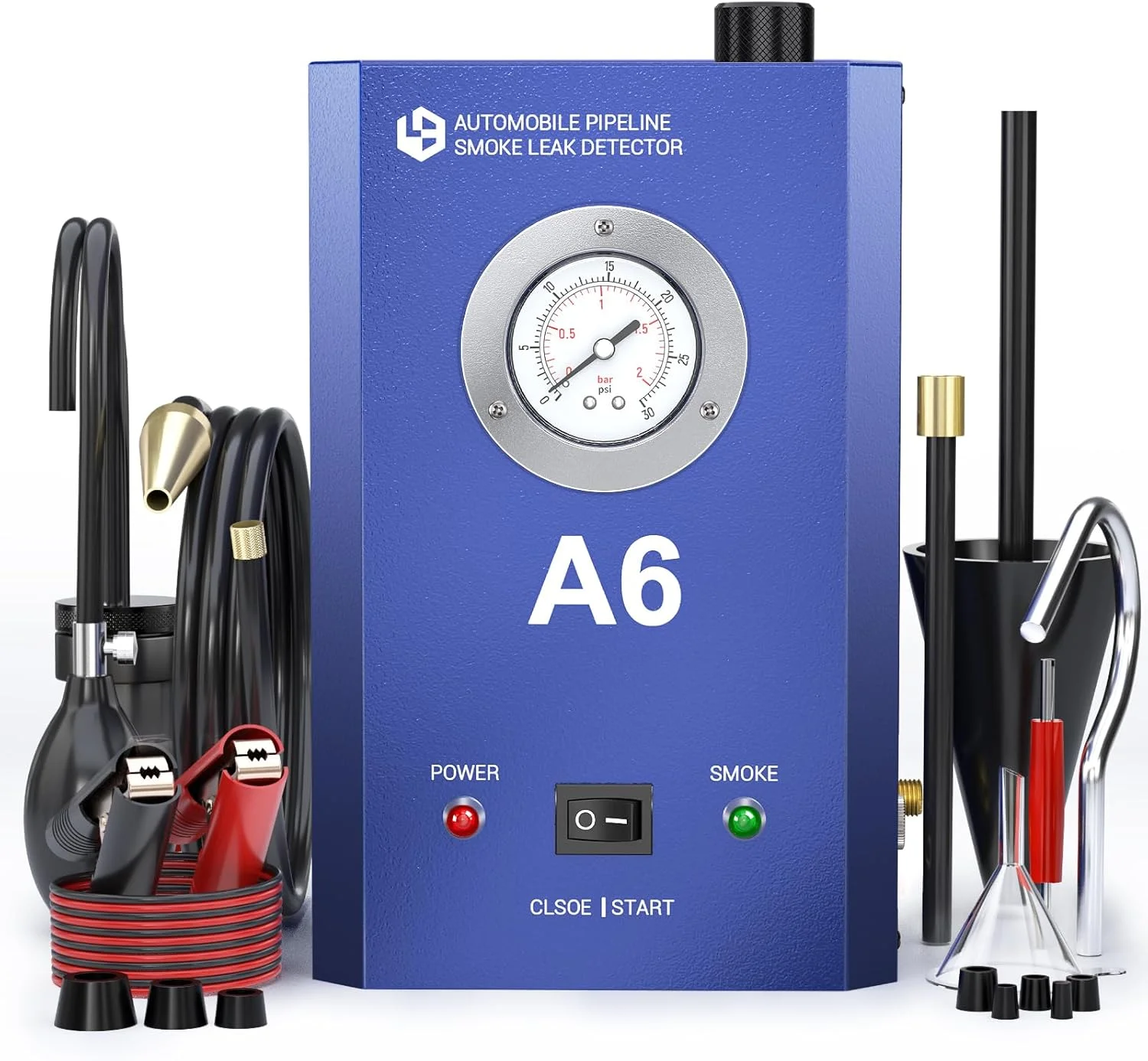 دستگاه تشخیص نشت دود خودرو KOLSOL با گیج فشار، پمپ هوای داخلی، دستگاه تست نشت دود خودرو DC12V در سیستم لوله های خودرو برای اتومبیل، موتور سیکلت، اسنومبیل، ATV و قایق
