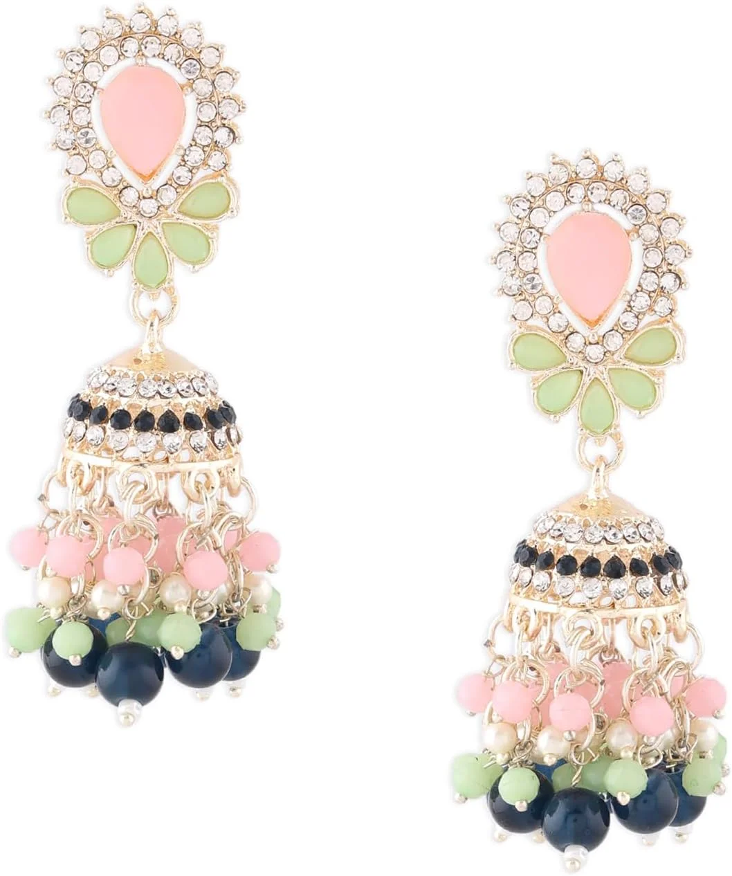 گوشواره آویز چند رنگ زنانه Zaveri Pearls مدل ZPFK16160