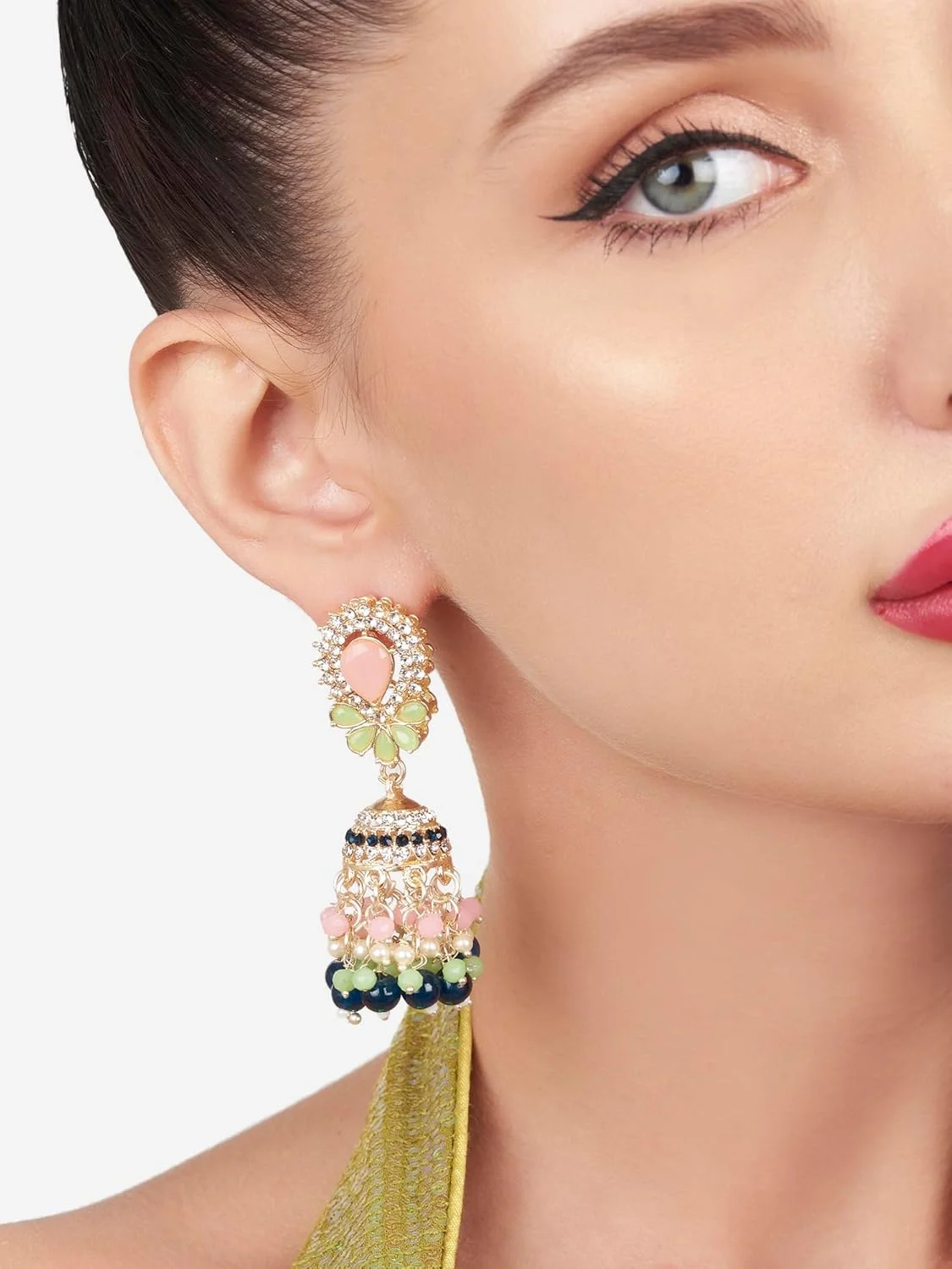 گوشواره آویز چند رنگ زنانه Zaveri Pearls مدل ZPFK16160