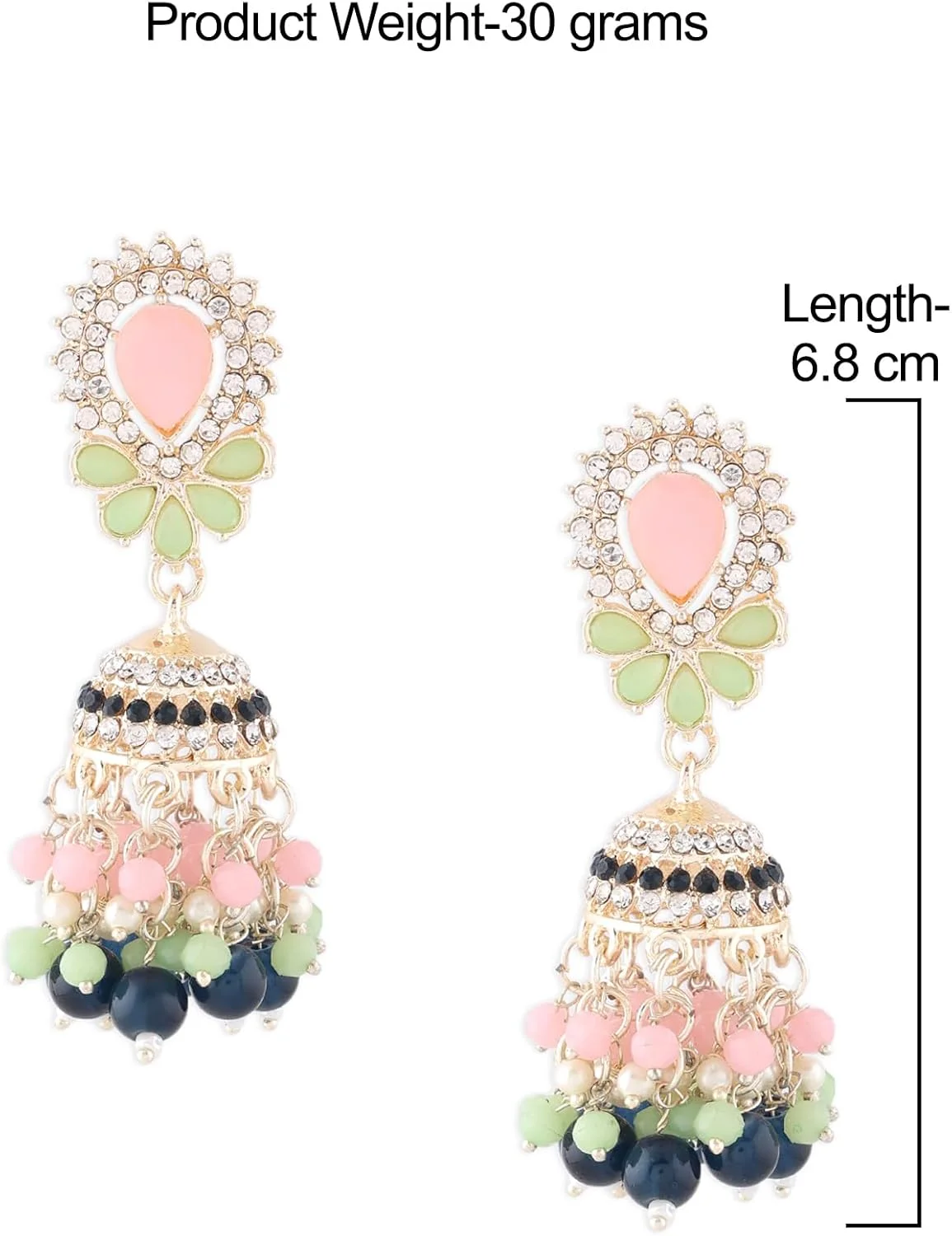 گوشواره آویز چند رنگ زنانه Zaveri Pearls مدل ZPFK16160