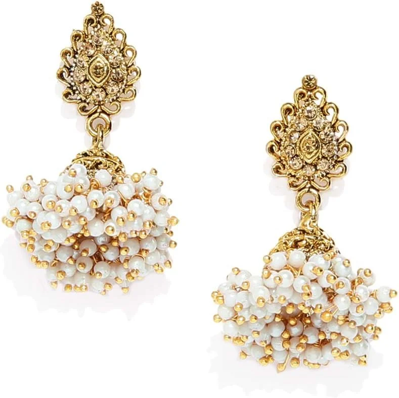 گوشواره جومکی سنتی با روکش طلای عتیقه زنانه Zaveri Pearls مدل ZPFK7450