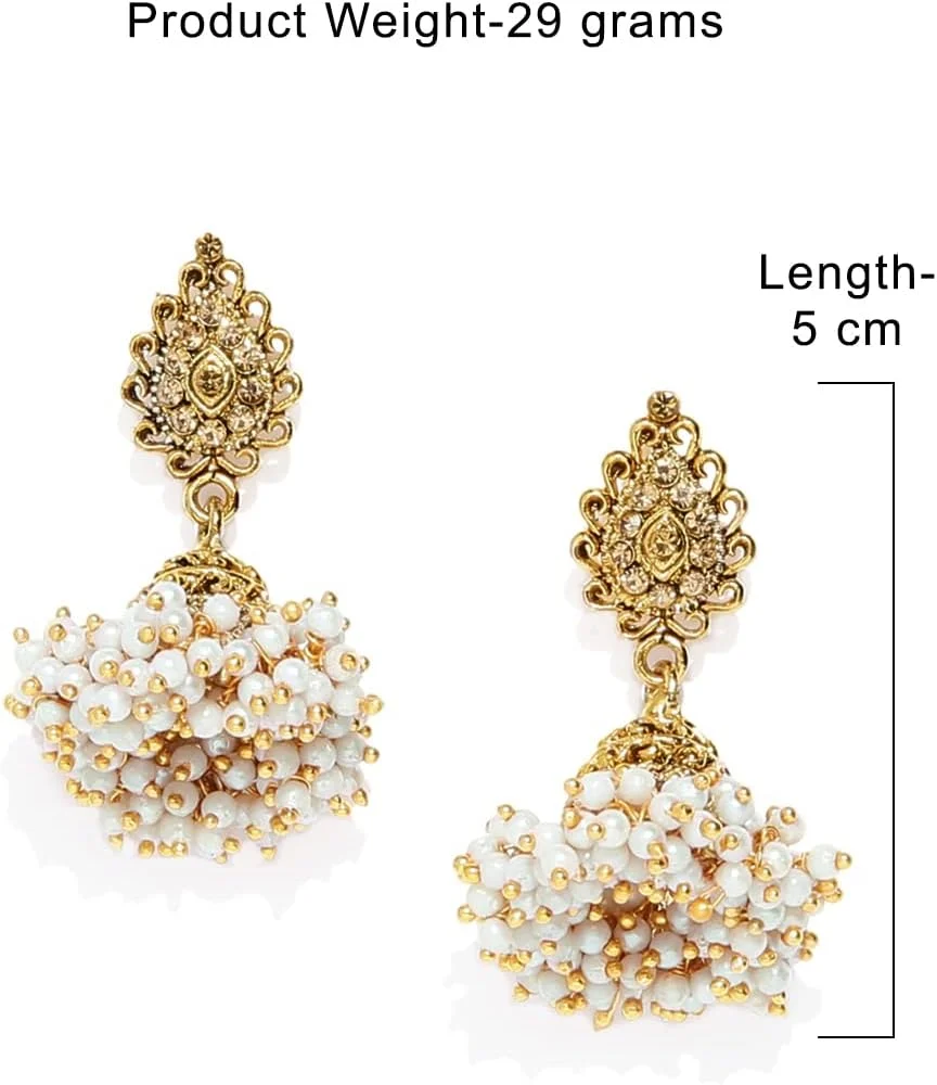 گوشواره جومکی سنتی با روکش طلای عتیقه زنانه Zaveri Pearls مدل ZPFK7450 گوشواره جومکی سنتی با روکش طلای عتیقه زنانه Zaveri Pearls مدل ZPFK7450