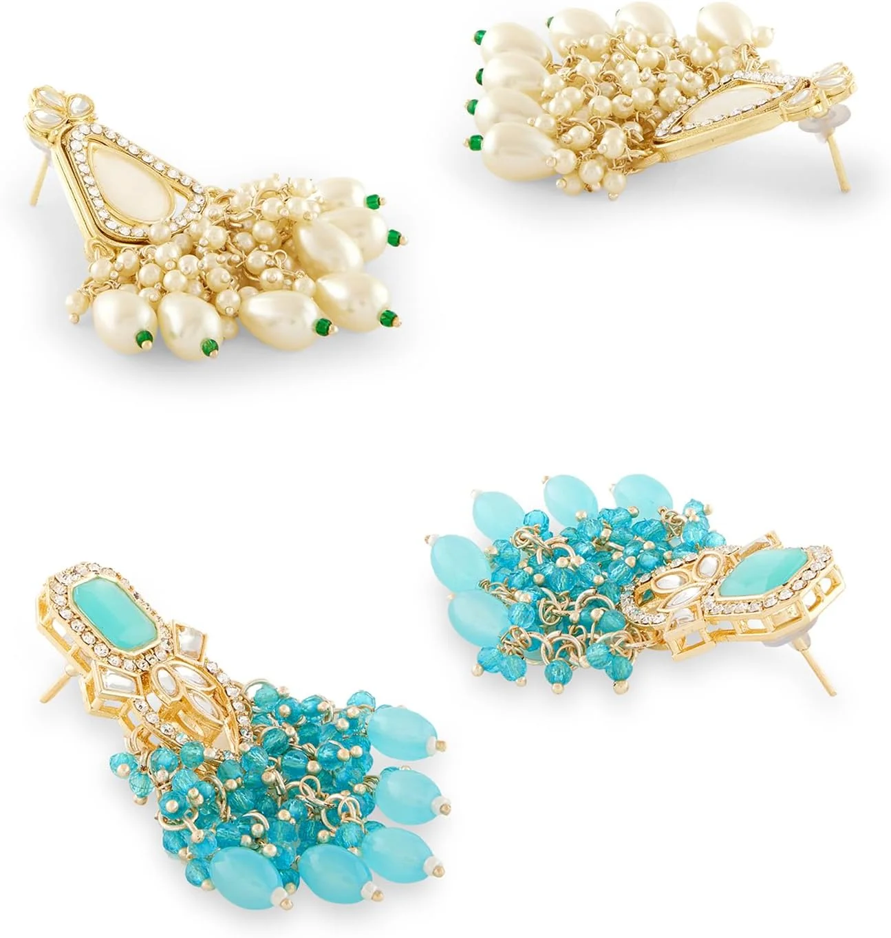 گوشواره های آویز خوشه ای سنتی زنانه Zaveri Pearls، مجموعه 2 عددی، مهره های فیروزه ای آبی سبز - ZPFK17980 گوشواره های آویز خوشه ای سنتی زنانه Zaveri Pearls، مجموعه 2 عددی، مهره های فیروزه ای آبی سبز - ZPFK17980