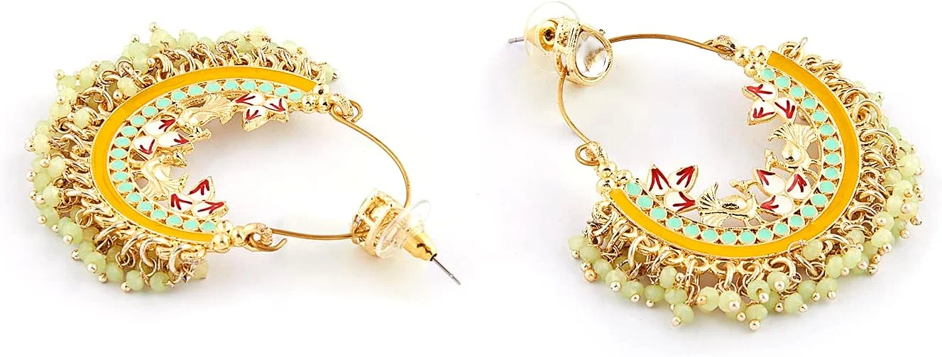 گوشواره چندبالی زنانه ZAVERI PEARLS طرح میناکاری چند رنگ با آویز مهره ای - ZPFK15651 گوشواره چندبالی زنانه ZAVERI PEARLS طرح میناکاری چند رنگ با آویز مهره ای - ZPFK15651