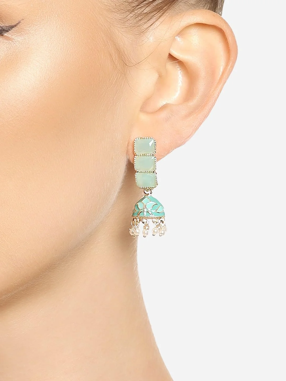 گوشواره های زاوِری پرلز، ست 2 عددی جومکی میناکاری آبی و سبز نعنایی زنانه - ZPFK18339 گوشواره های زاوِری پرلز، ست 2 عددی جومکی میناکاری آبی و سبز نعنایی زنانه - ZPFK18339