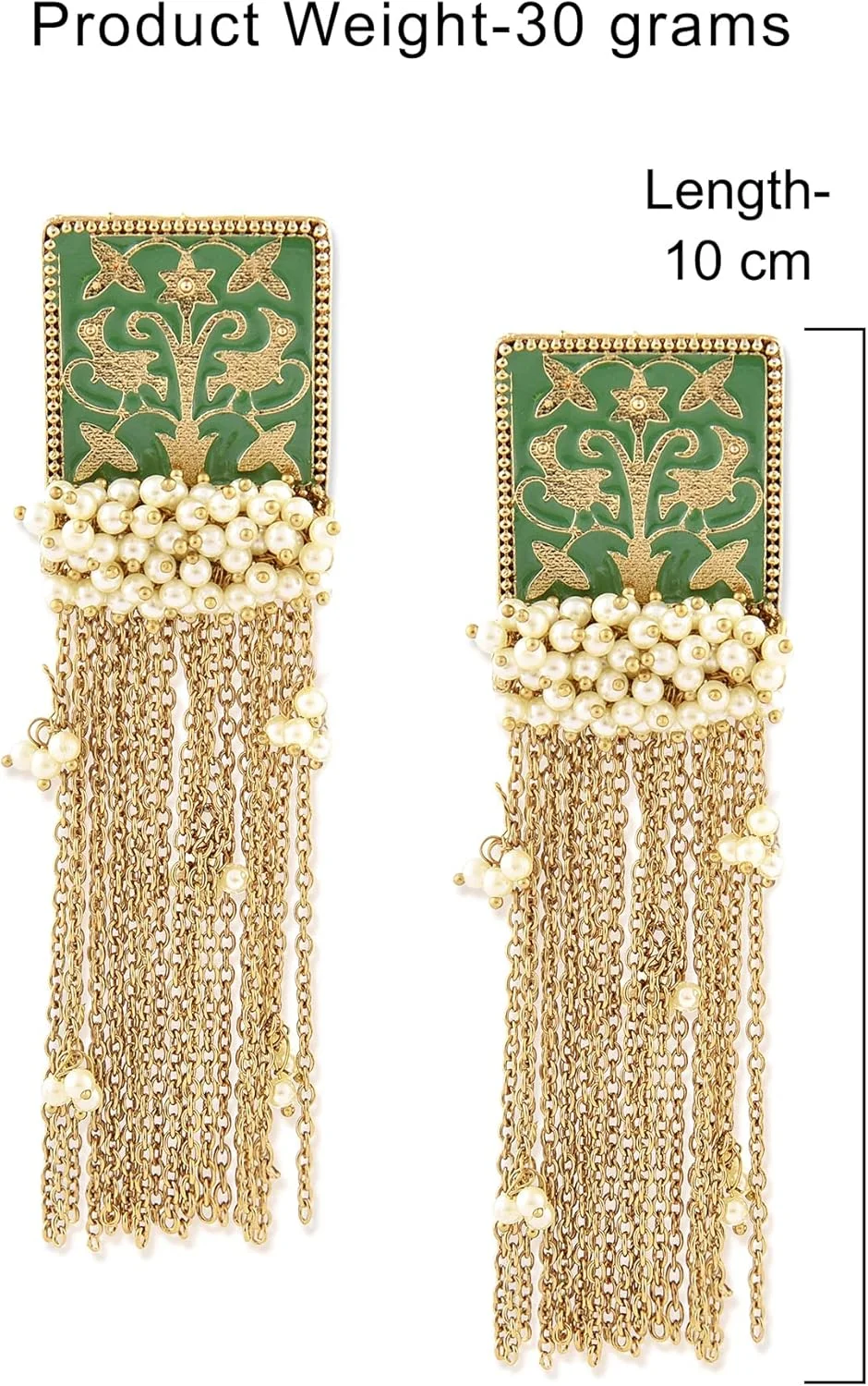 گوشواره آویز منگوله ای مرواریدی خوشه ای زنجیره ای میناکاری سبز پاستیلی Zaveri Pearls مدل ZPFK10137 زنانه گوشواره آویز منگوله ای مرواریدی خوشه ای زنجیره ای میناکاری سبز پاستیلی Zaveri Pearls مدل ZPFK10137 زنانه