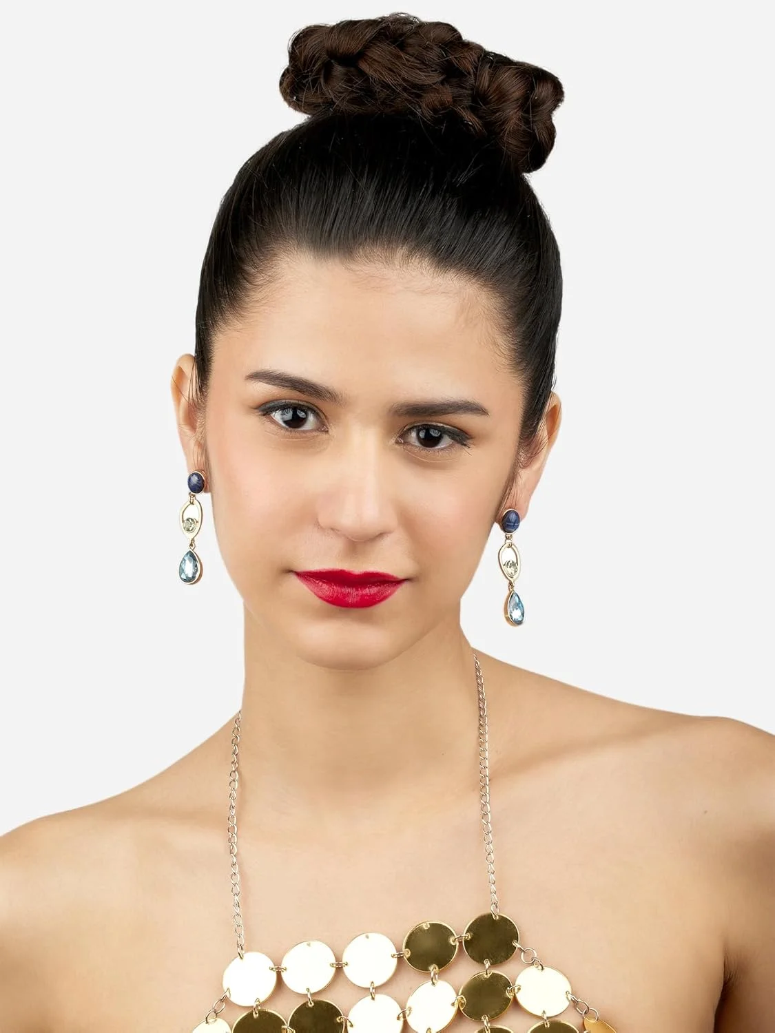 گوشواره های آویز زنانه نگین دار آبی و سبز Zaveri Pearls مدل ZPFK17255 گوشواره های آویز زنانه نگین دار آبی و سبز Zaveri Pearls مدل ZPFK17255