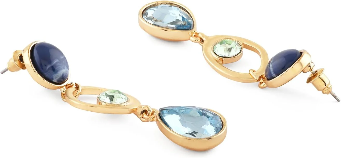 گوشواره های آویز زنانه نگین دار آبی و سبز Zaveri Pearls مدل ZPFK17255 گوشواره های آویز زنانه نگین دار آبی و سبز Zaveri Pearls مدل ZPFK17255