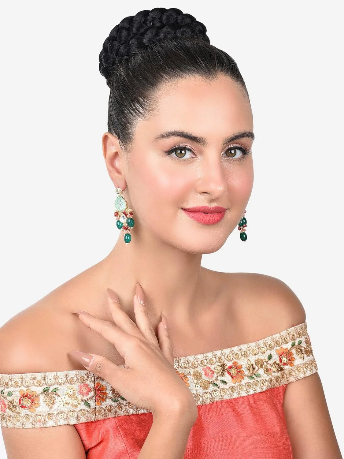 گوشواره آویزی زنانه چند رنگ سنگ و مهره قومی Zaveri Pearls مدل ZPFK15383 گوشواره آویزی زنانه چند رنگ سنگ و مهره قومی Zaveri Pearls مدل ZPFK15383