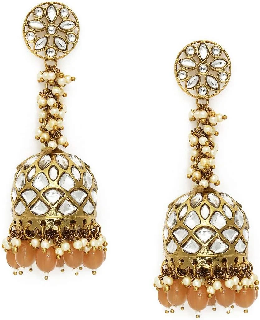 گوشواره های جومکی زنانه ZAVERI PEARLS (طلایی) (ZPFK9866)