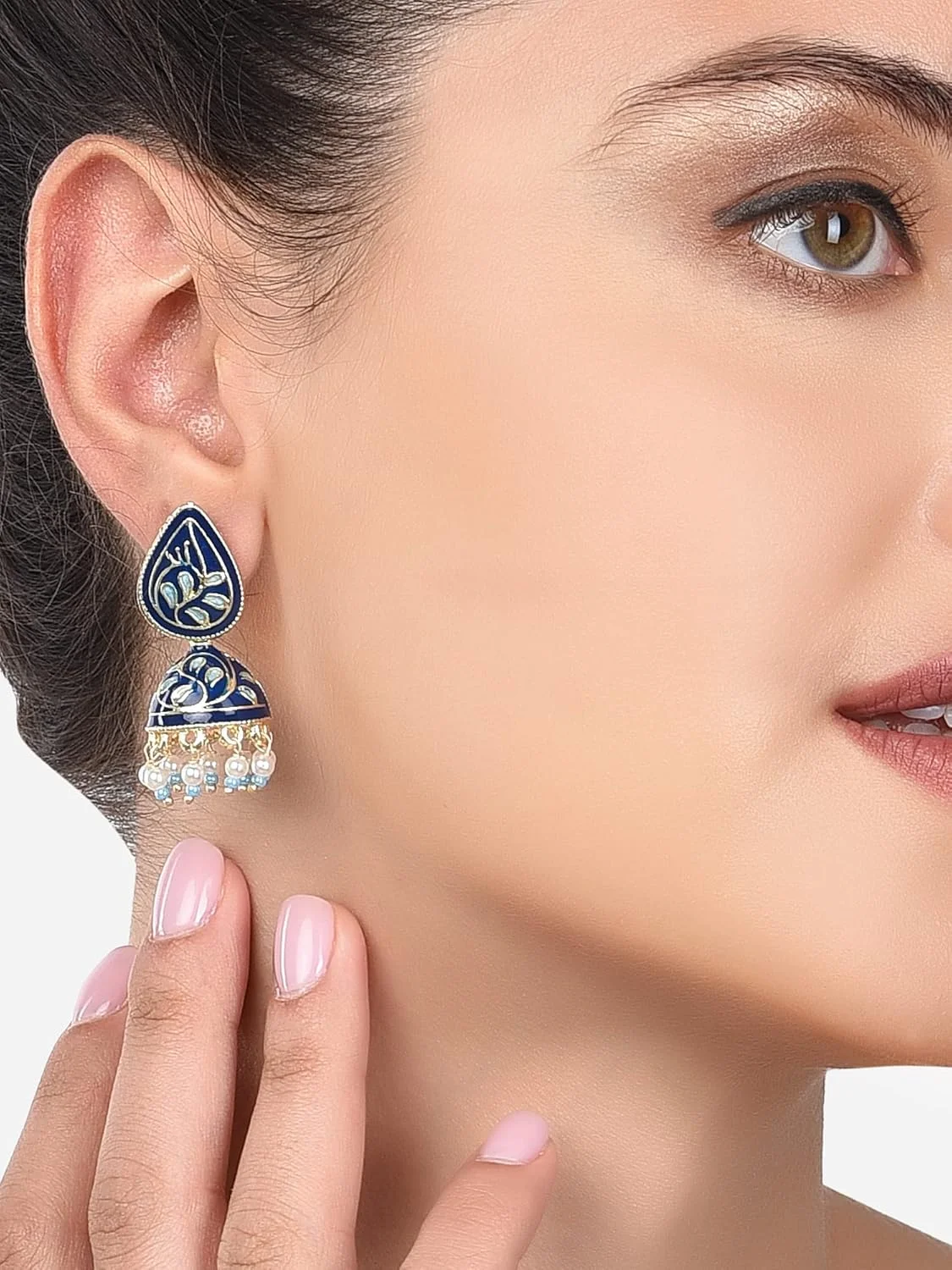 گوشواره Jhumki سنتی میناکاری آبی ZAVERI PEARLS زنانه - ZPFK14375 گوشواره Jhumki سنتی میناکاری آبی ZAVERI PEARLS زنانه - ZPFK14375