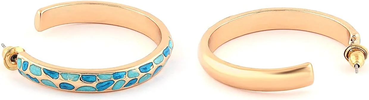 گوشواره نیم حلقه ای میناکاری شده فیروزه ای معاصر ZAVERI PEARLS مدل ZPFK14470 زنانه گوشواره نیم حلقه ای میناکاری شده فیروزه ای معاصر ZAVERI PEARLS مدل ZPFK14470 زنانه