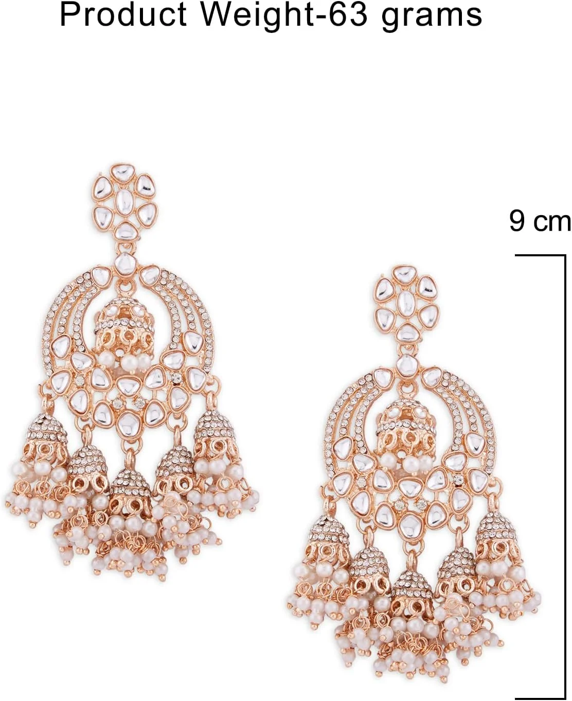 گوشواره های آویز جومکی زنانه نگین کاری شده با نگین های اتریشی درخشان و کندان رزگلد ZAVERI PEARLS مدل ZPFK13786 گوشواره های آویز جومکی زنانه نگین کاری شده با نگین های اتریشی درخشان و کندان رزگلد ZAVERI PEARLS مدل ZPFK13786