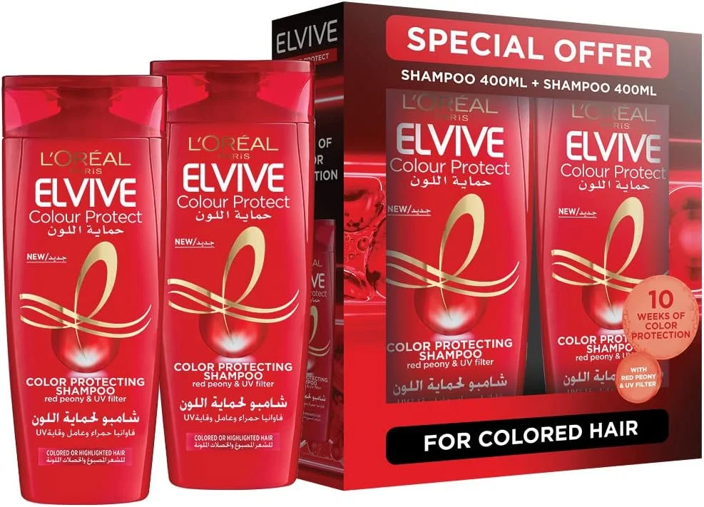لورآل پاریس Elvive شامپو محافظ رنگ مو ۴۰۰ میلی لیتر بسته دوتایی لورآل پاریس Elvive شامپو محافظ رنگ مو ۴۰۰ میلی لیتر بسته دوتایی