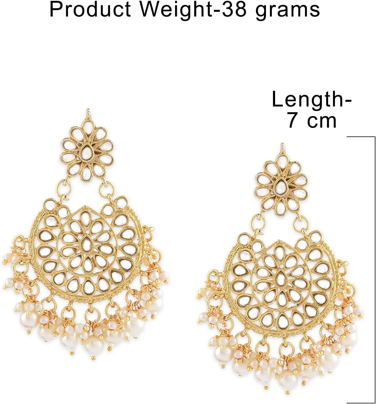 گوشواره آویز زنانه ZAVERI PEARLS با طرح Kundan و مروارید، روکش طلای 22 عیار - ZPFK8661 گوشواره آویز زنانه ZAVERI PEARLS با طرح Kundan و مروارید، روکش طلای 22 عیار - ZPFK8661