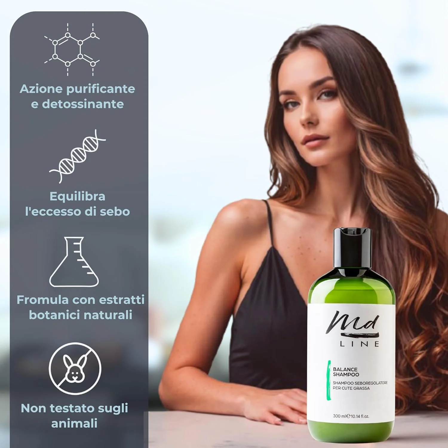 شامپو md LINE برای تعادل موهای چرب