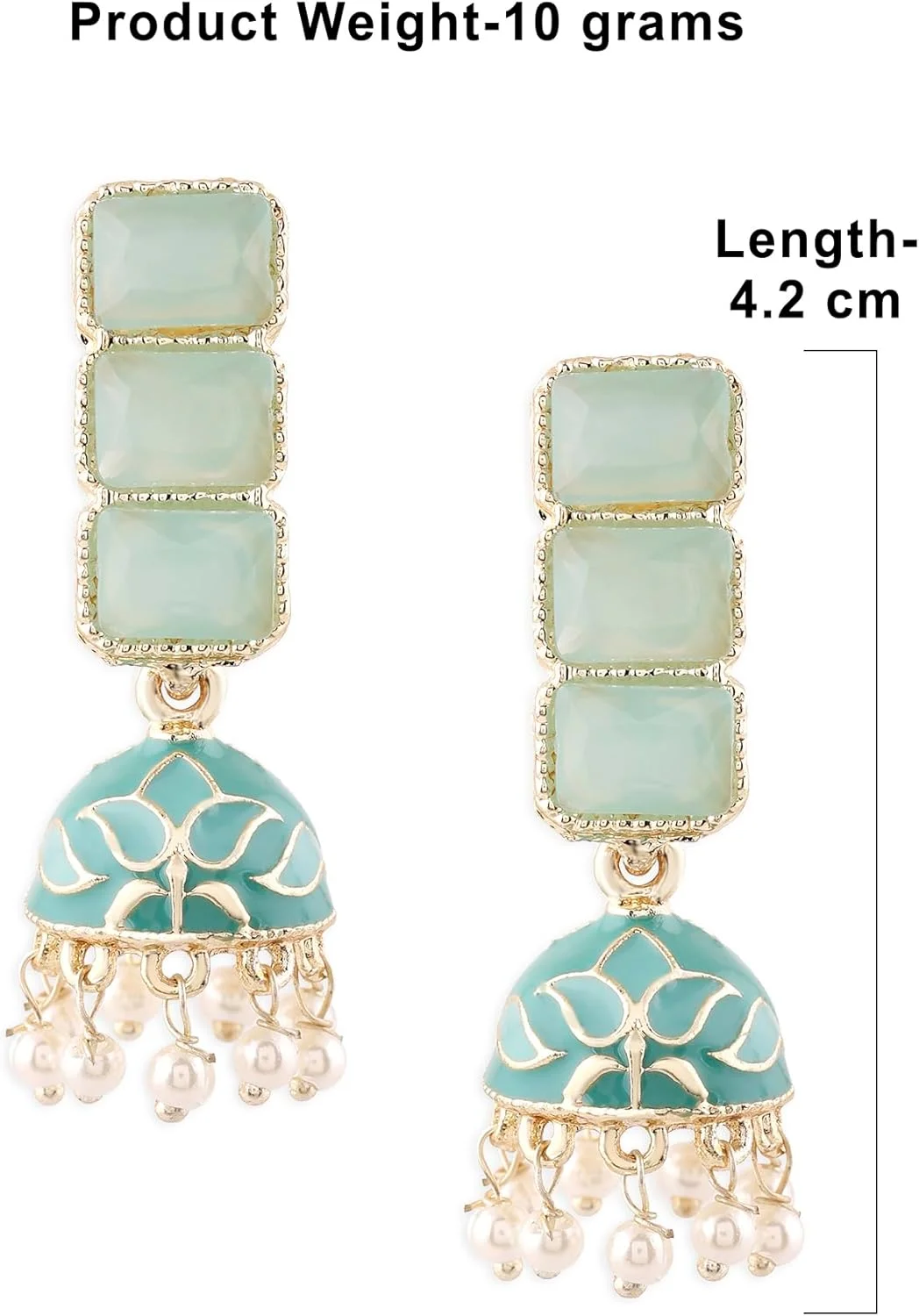 گوشواره آویز جومکی میناکاری سبز نعنایی زنانه Zaveri Pearls مدل ZPFK16526 گوشواره آویز جومکی میناکاری سبز نعنایی زنانه Zaveri Pearls مدل ZPFK16526