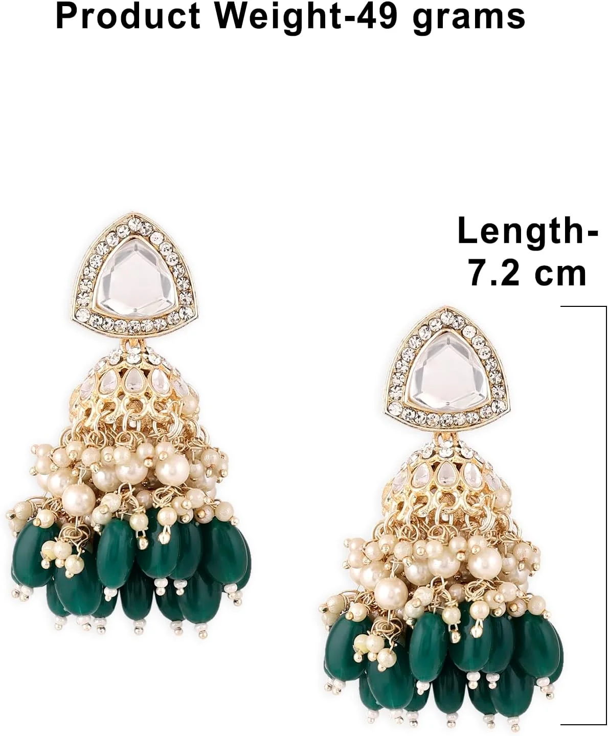 گوشواره آویز جومکا خوشه ای مهره ای با سنگ های سبز Zaveri Pearls مدل ZPFK16595 زنانه گوشواره آویز جومکا خوشه ای مهره ای با سنگ های سبز Zaveri Pearls مدل ZPFK16595 زنانه