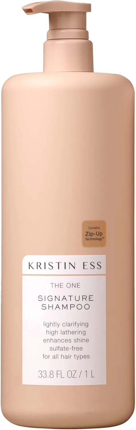 شامپو مو کریستین اس مدل One Signature حاوی روغن آووکادو + روغن کرچک برای خانم ها - شامپو آبرسان روزانه بدون سولفات با خاصیت روشن کنندگی ملایم، محافظ رنگ مو، وگان، 1000 میلی لیتر