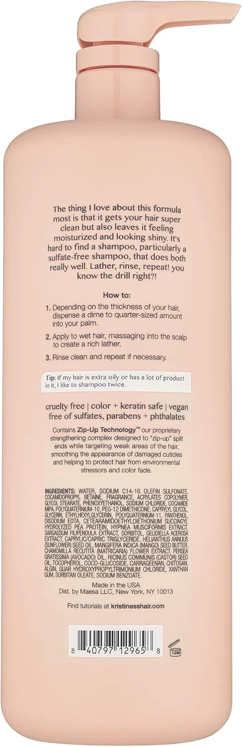 شامپو مو کریستین اس مدل One Signature حاوی روغن آووکادو + روغن کرچک برای خانم ها - شامپو آبرسان روزانه بدون سولفات با خاصیت روشن کنندگی ملایم، محافظ رنگ مو، وگان، 1000 میلی لیتر