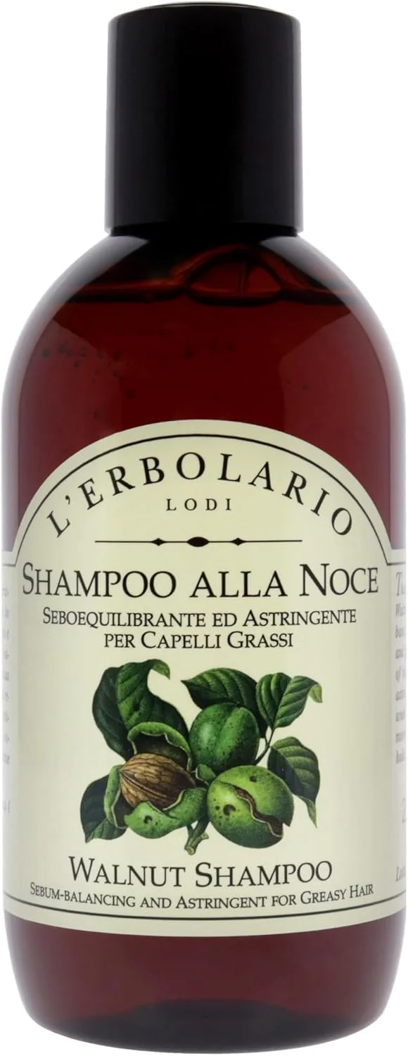 L'Erbolario - شامپو گردو - شامپو متعادل کننده برای مو و پوست سر - مو و پوست سر را تمیز می کند و در عین حال چربی را برای حجم و درخشش بیشتر متعادل می کند - فاقد تست حیوانی، 200 میلی لیتر