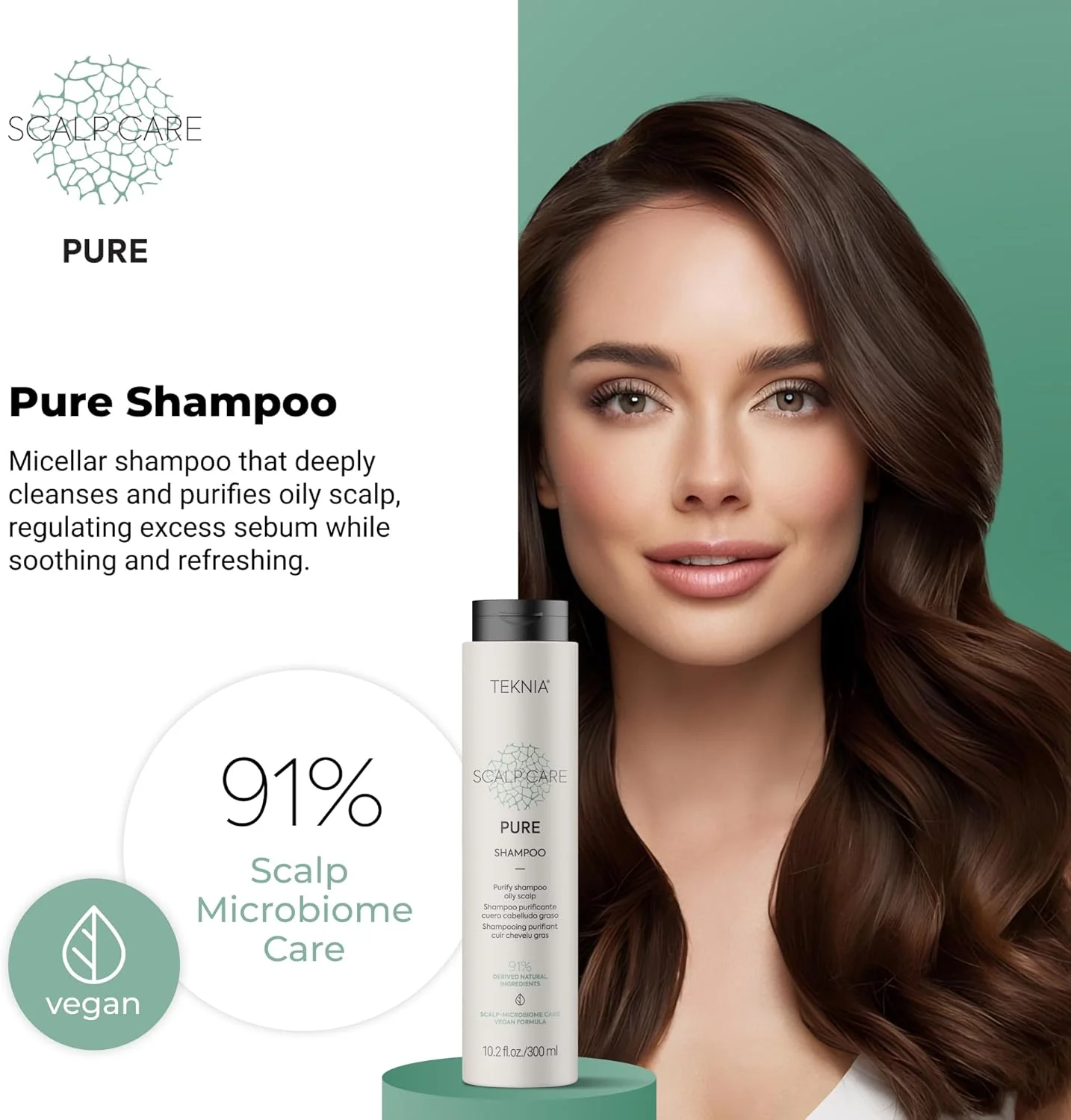 شامپو میسلار لاکمه TKN PURE PURIFY مناسب پوست سر چرب، 300 میلی لیتر