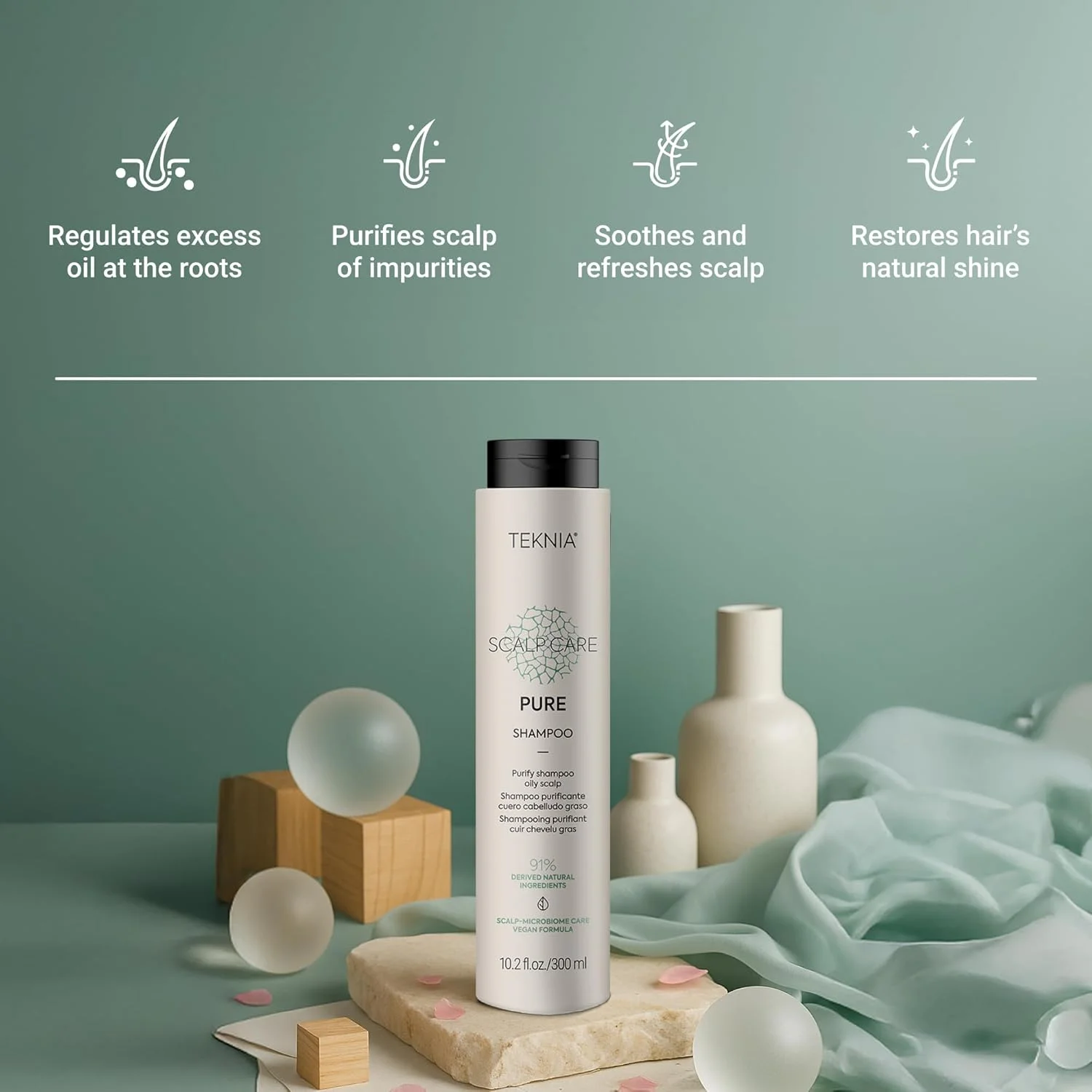 شامپو میسلار لاکمه TKN PURE PURIFY مناسب پوست سر چرب، 300 میلی لیتر