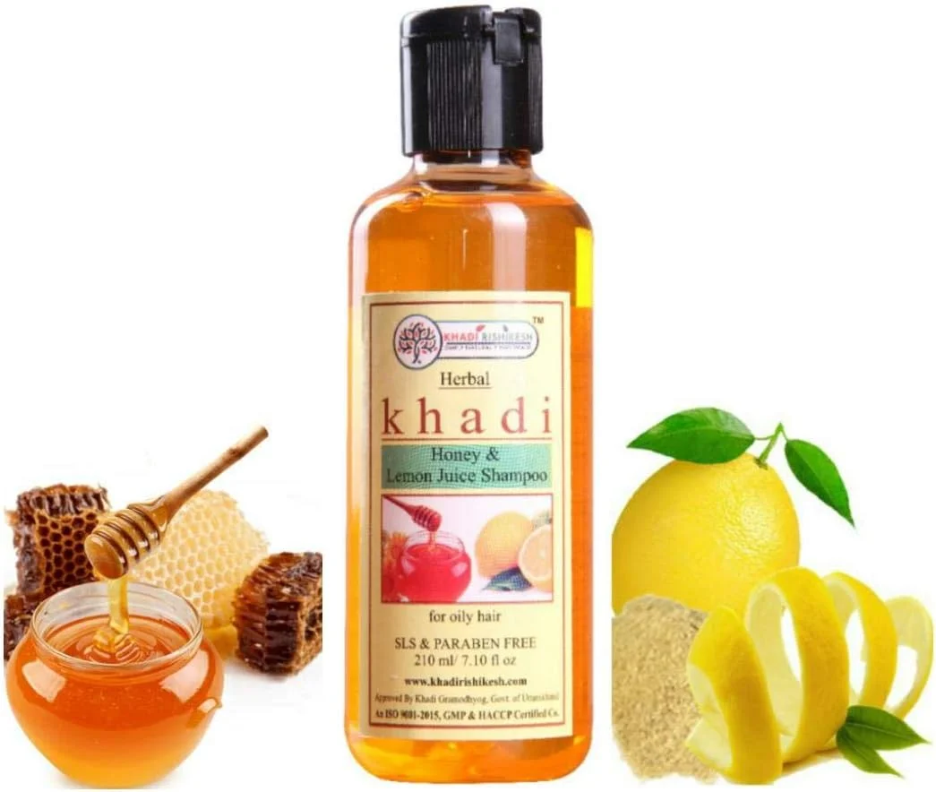 شامپو ضد شوره سر گیاهی عسل و آبلیمو خادی ریشیکش حاوی لیمو، عسل، جلوگیری از ریزش مو، رشد موهای بلندتر و قوی تر، پاک کننده مو (شامپو) مردان و زنان - 210 میلی لیتر