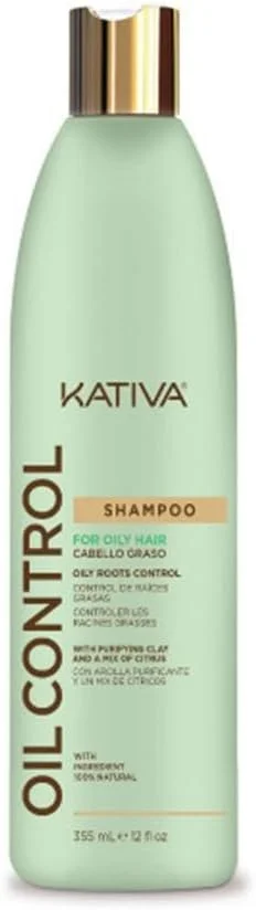 شامپو کنترل چربی کتیوا برای موهای چرب، 335 میلی لیتر، کنترل چربی ریشه، پاکسازی عمیق 48 ساعته، شامپو بدون سولفات، خاک رس پاک کننده و ترکیبی از مرکبات