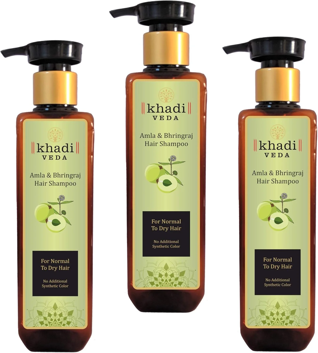 شامپو گیاهی خادی ودا آملا برینگراج برای موهای چرب 200 میلی لیتر - بسته 3 عددی.