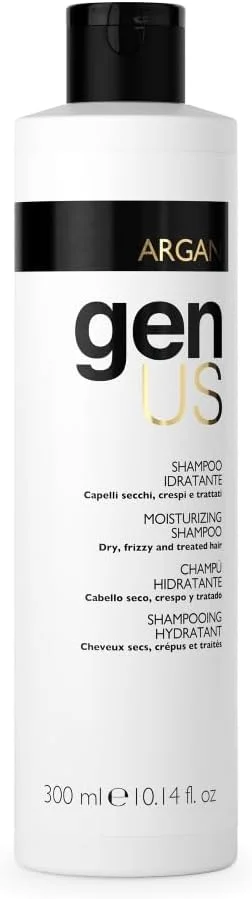 شامپو آبرسان موی آرگان جنوس - غنی شده با روغن آرگان و تخم کتان برای موهای خشک، وز و آسیب دیده - مرطوب کننده، ضد وز، مغذی، افزایش درخشش و نرمی - 300 میلی لیتر