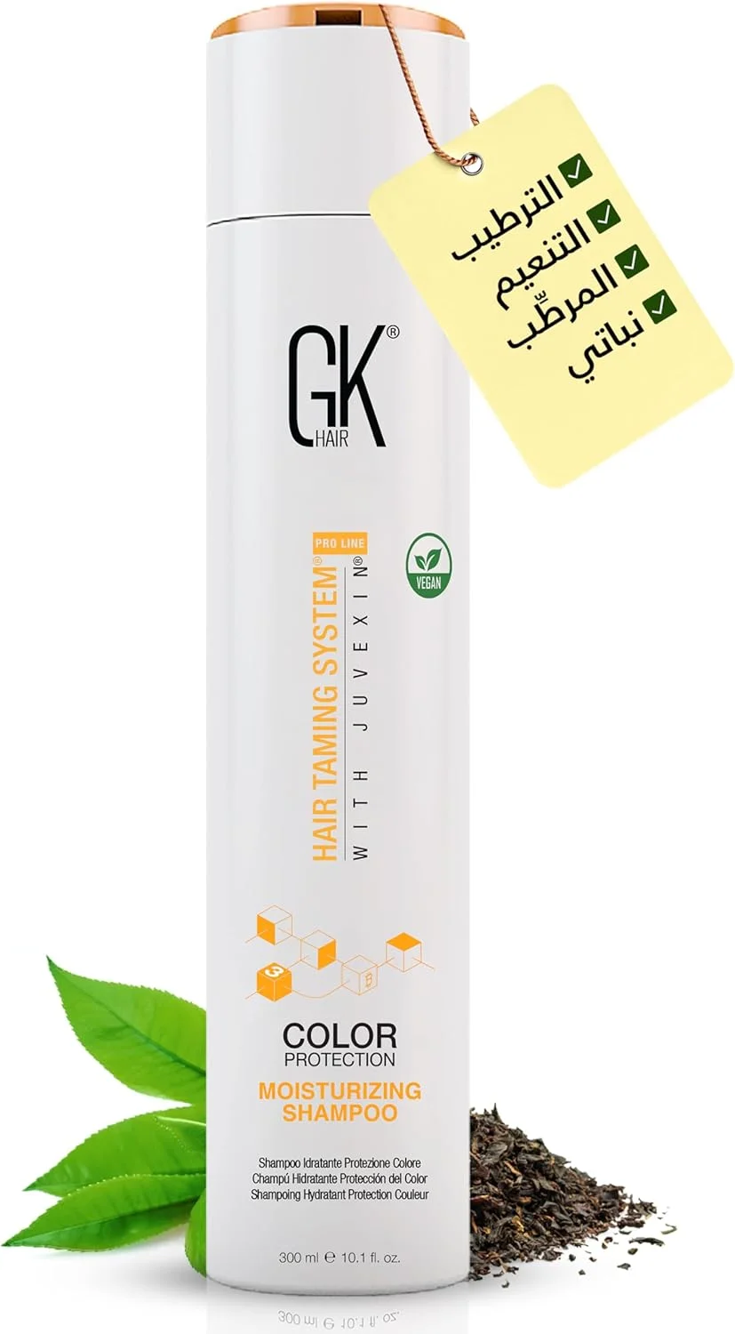 شامپو مرطوب کننده مو گلوبال کراتین جی کی هیر (300 میلی لیتر) برای آبرسانی، محافظت از رنگ مو، موهای خشک، آسیب دیده، فر، وز، نازک، رنگ شده، ترمیم مو، ارگانیک، فاقد پارابن و سولفات، مناسب انواع مو