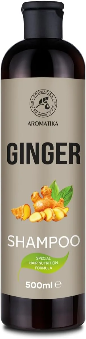 شامپو زنجبیل ۴۸۰ میلی لیتر - شامپو با عصاره ریشه زنجبیل برای رشد مو - عصاره آملا و روغن آرگان برای تغذیه پوست سر - برای انواع مو - مراقبت از مو برای موهای نرم و لطیف