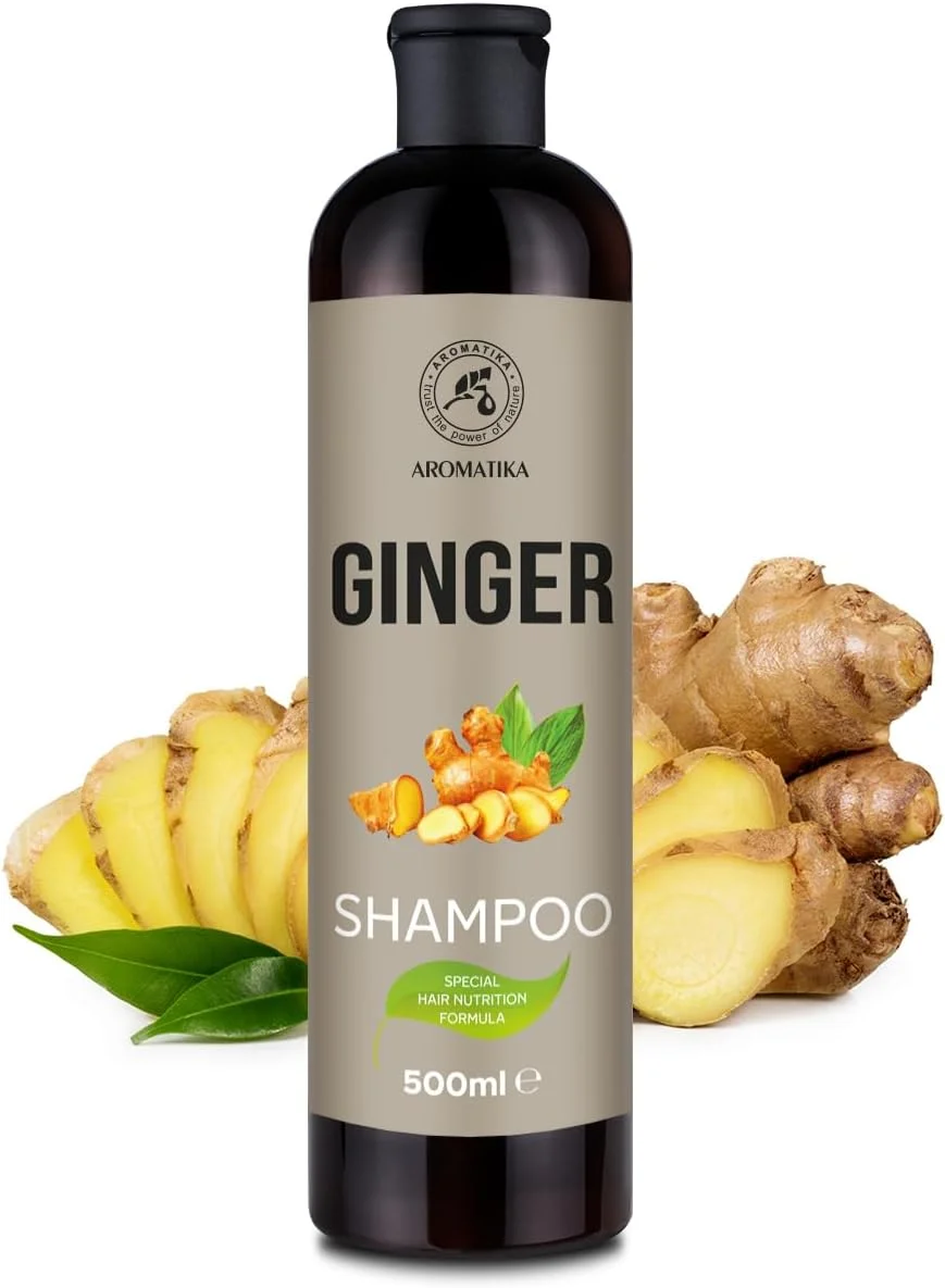 شامپو زنجبیل ۴۸۰ میلی لیتر - شامپو با عصاره ریشه زنجبیل برای رشد مو - عصاره آملا و روغن آرگان برای تغذیه پوست سر - برای انواع مو - مراقبت از مو برای موهای نرم و لطیف