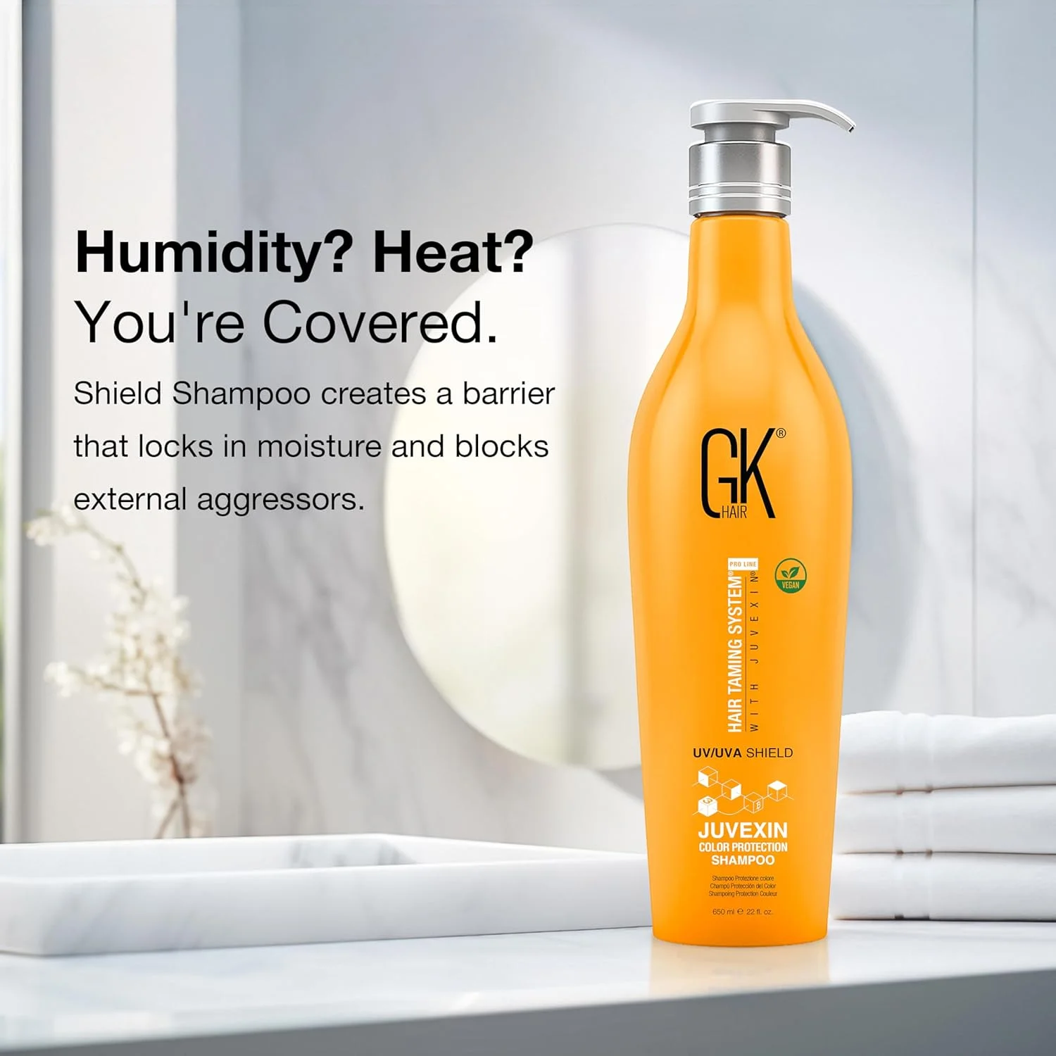 شامپو محافظ رنگ مو جی کی هیر گلوبال کراتین (650 میلی لیتر) - پاک کننده عمیق، مرطوب کننده و محافظت از حرارت برای موهای رنگ شده، خشک، آسیب دیده، مجعد و وز - بدون سولفات شامپو محافظ رنگ مو جی کی هیر گلوبال کراتین (650 میلی لیتر) - پاک کننده عمیق، مرطوب کننده و محافظت از حرارت برای موهای رنگ شده، خشک، آسیب دیده، مجعد و وز - بدون سولفات