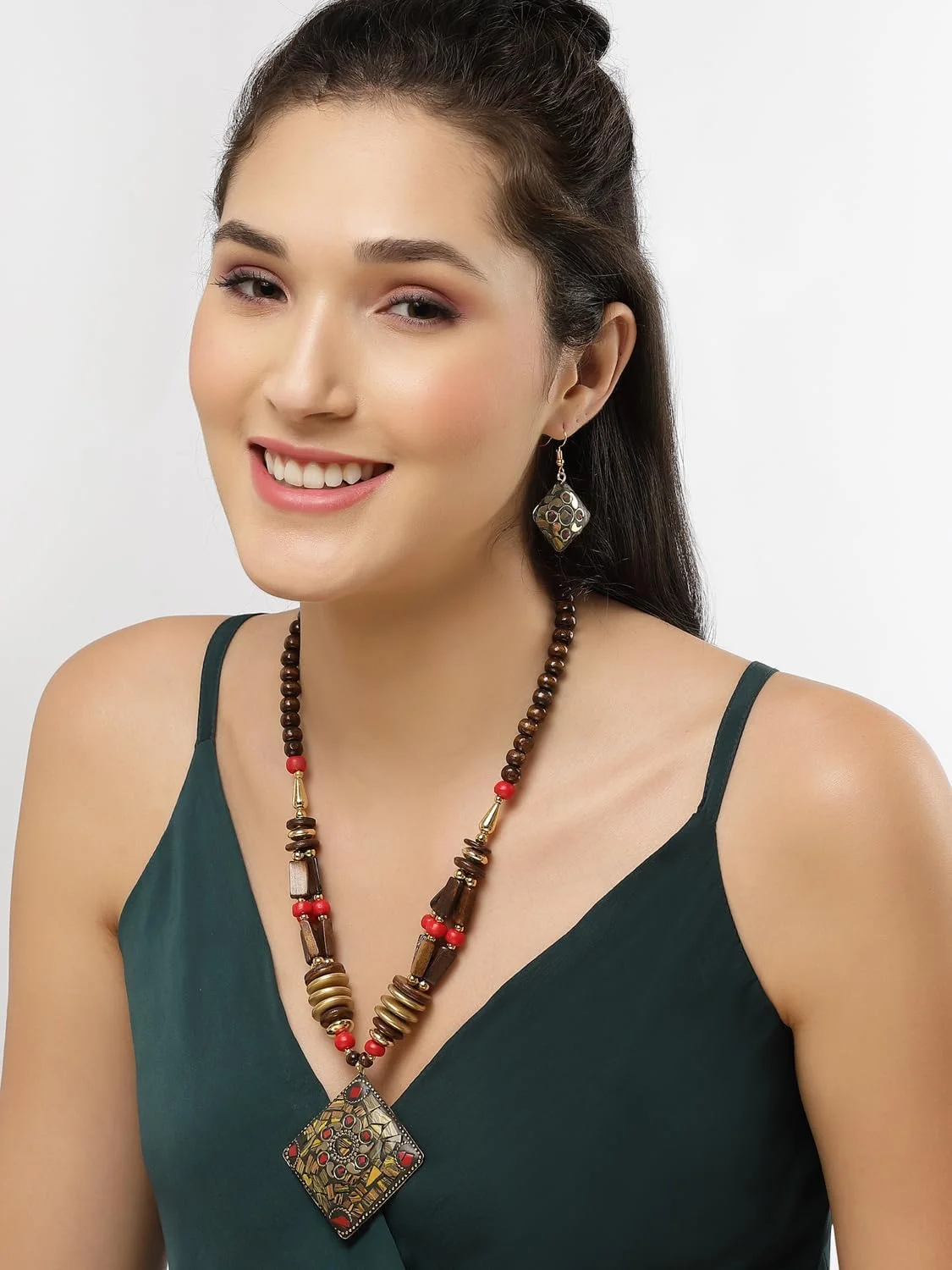 ست جواهرات گردنبند آویز تبتی سنتی شیک و جدید زنانه از Shining Diva Fashion ست جواهرات گردنبند آویز تبتی سنتی شیک و جدید زنانه از Shining Diva Fashion