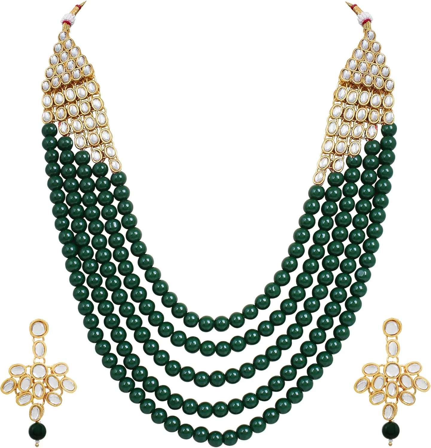 ست جواهرات گردنبند Kundan سنتی و شیک Shining Diva Fashion مناسب مهمانی عروسی برای زنان