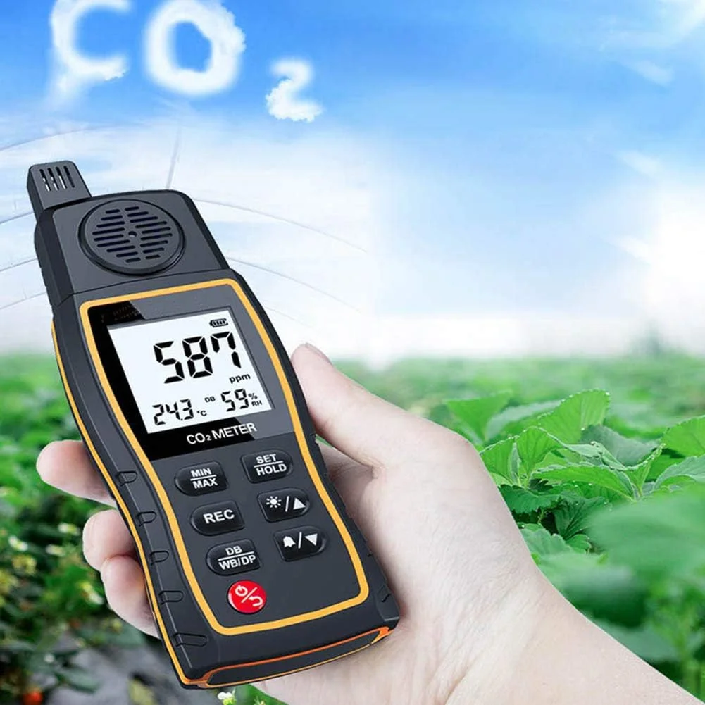 تستر مانیتور گاز، ردیاب نشت گاز CO2 قابل حمل، آنالایزر گاز دستی 0-9999 PPM تستر مانیتور گاز، ردیاب نشت گاز CO2 قابل حمل، آنالایزر گاز دستی 0-9999 PPM