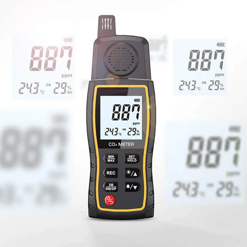 تستر مانیتور گاز، ردیاب نشت گاز CO2 قابل حمل، آنالایزر گاز دستی 0-9999 PPM تستر مانیتور گاز، ردیاب نشت گاز CO2 قابل حمل، آنالایزر گاز دستی 0-9999 PPM