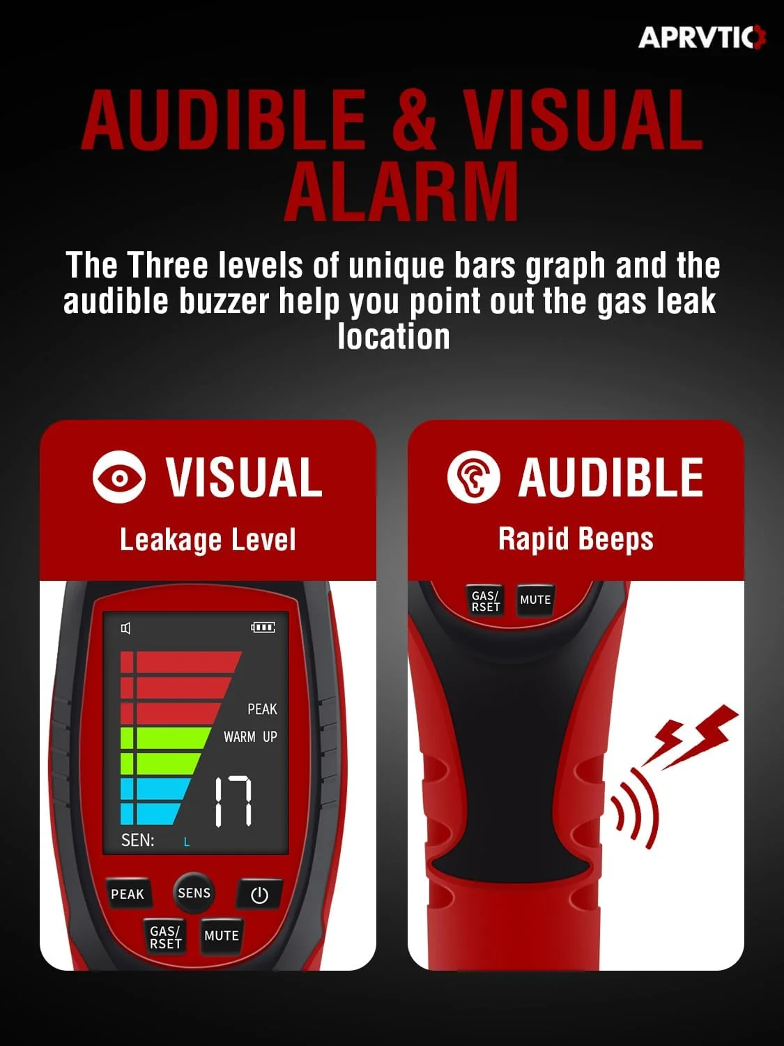 نشت یاب گاز مبرد و گازهای قابل احتراق HVAC، Aprvtio ALD-200 PRO نشت یاب گاز فریون قابل شارژ با صفحه نمایش بزرگ 2.6 اینچی، هشدار دیداری و شنیداری نشت یاب فریون برای R134a A2L R454B