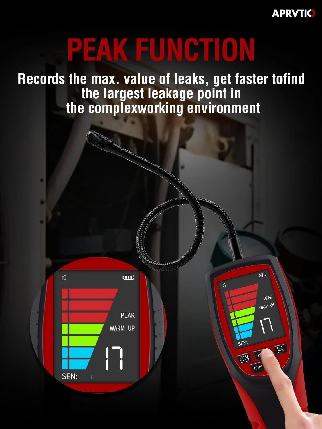 نشت یاب گاز مبرد و گازهای قابل احتراق HVAC، Aprvtio ALD-200 PRO نشت یاب گاز فریون قابل شارژ با صفحه نمایش بزرگ 2.6 اینچی، هشدار دیداری و شنیداری نشت یاب فریون برای R134a A2L R454B