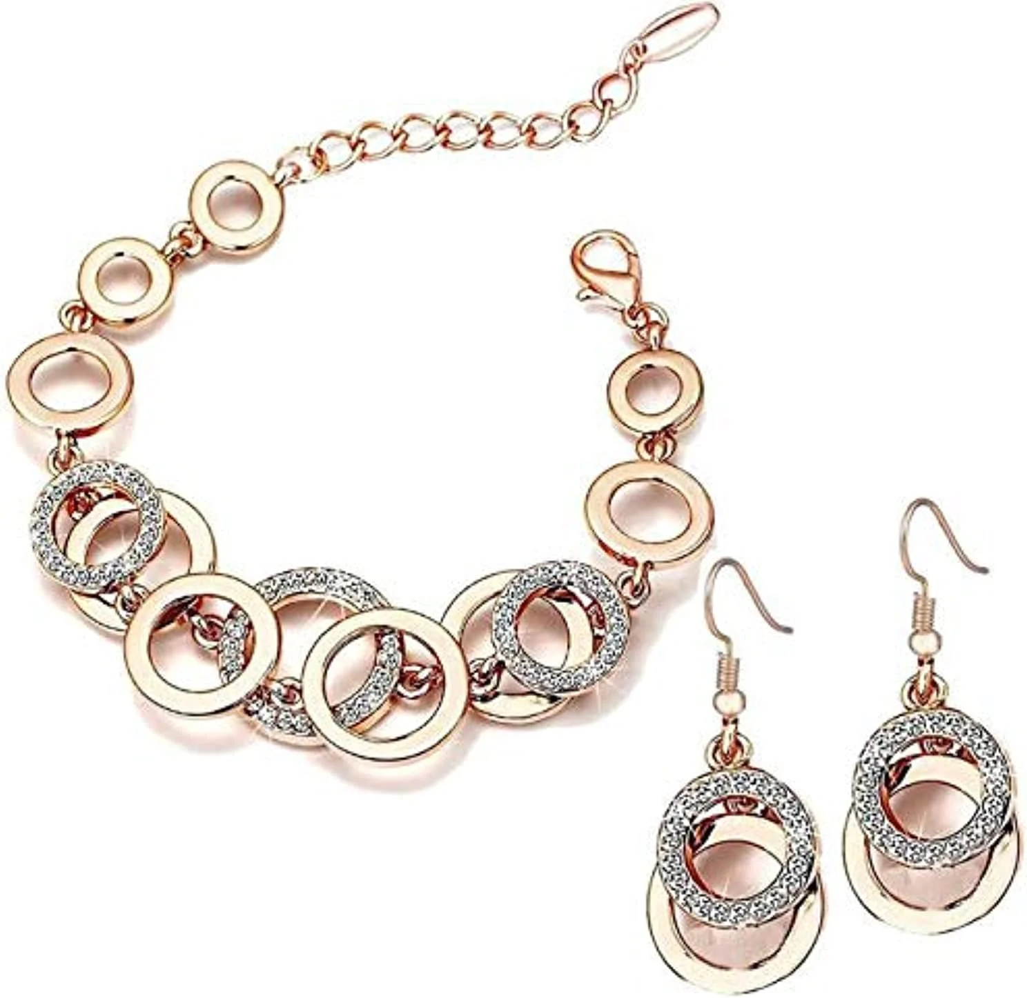 جواهرات شیک زنانه و دخترانه Shining Diva Fashion AAA Crystal با روکش طلای رزگلد 18 عیار