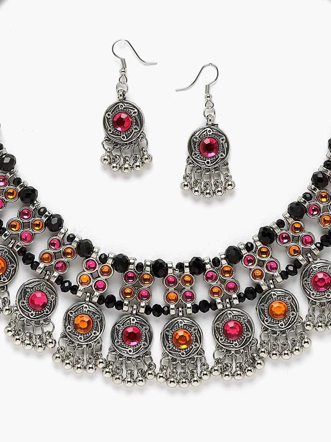 ست جواهرات گردنبند و گوشواره زنانه طرح اکسیدایزینگ شیک و جدید Shining Diva Fashion (14246s)