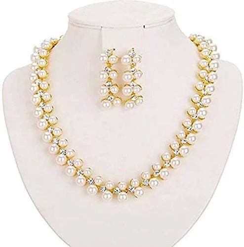 ست گردنبند و گوشواره مرواریدی زنانه/دخترانه Shining Diva با روکش طلای 18 عیار (سفید) (8396s) ست گردنبند و گوشواره مرواریدی زنانه/دخترانه Shining Diva با روکش طلای 18 عیار (سفید) (8396s)