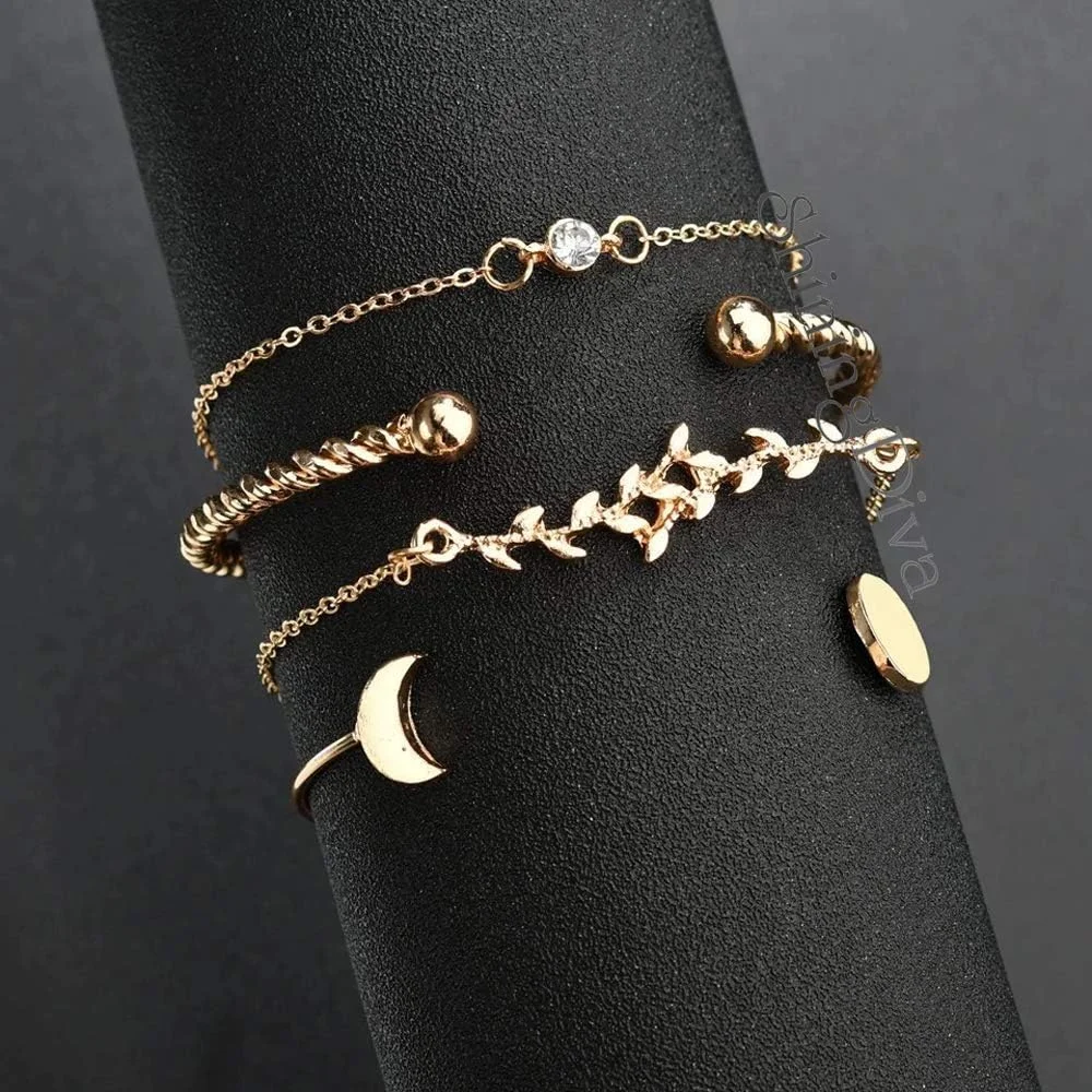 دستبند النگویی شیک و جدید چند لایه کریستالی 3-5 تکه Shining Diva Fashion برای زنان و دختران دستبند النگویی شیک و جدید چند لایه کریستالی 3-5 تکه Shining Diva Fashion برای زنان و دختران