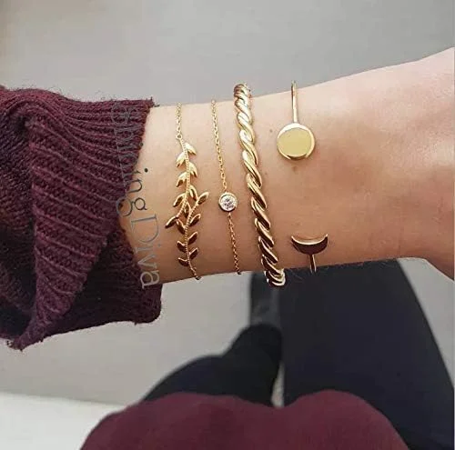 دستبند النگویی شیک و جدید چند لایه کریستالی 3-5 تکه Shining Diva Fashion برای زنان و دختران دستبند النگویی شیک و جدید چند لایه کریستالی 3-5 تکه Shining Diva Fashion برای زنان و دختران