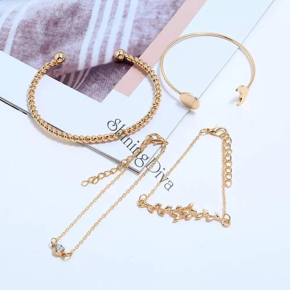 دستبند النگویی شیک و جدید چند لایه کریستالی 3-5 تکه Shining Diva Fashion برای زنان و دختران دستبند النگویی شیک و جدید چند لایه کریستالی 3-5 تکه Shining Diva Fashion برای زنان و دختران