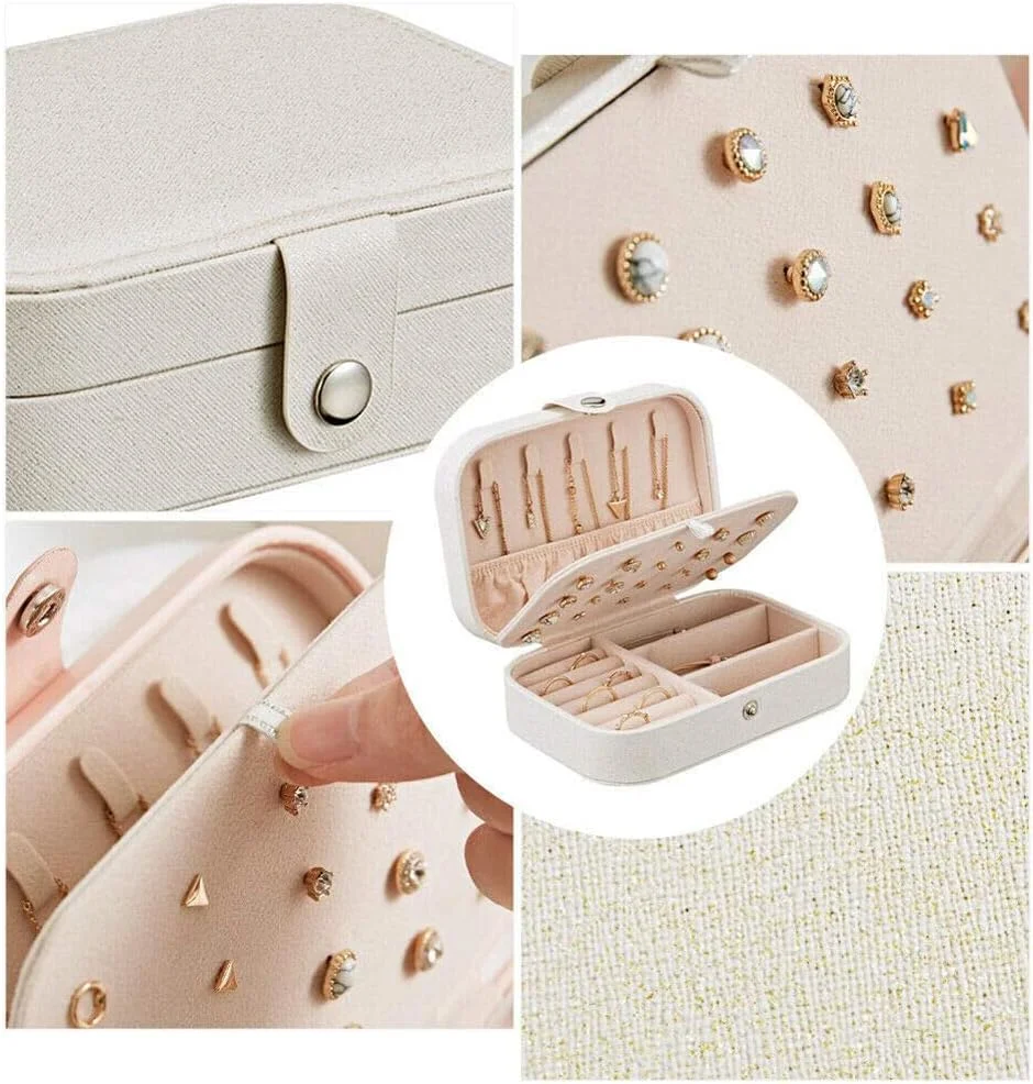 جعبه جواهرات شاینینگ دیوا، جعبه نگهداری جواهرات چرمی PU برای انگشتر، گوشواره، گردنبند، مناسب برای مسافرت بانوان (BOX1002) (سفید) جعبه جواهرات شاینینگ دیوا، جعبه نگهداری جواهرات چرمی PU برای انگشتر، گوشواره، گردنبند، مناسب برای مسافرت بانوان (BOX1002) (سفید)
