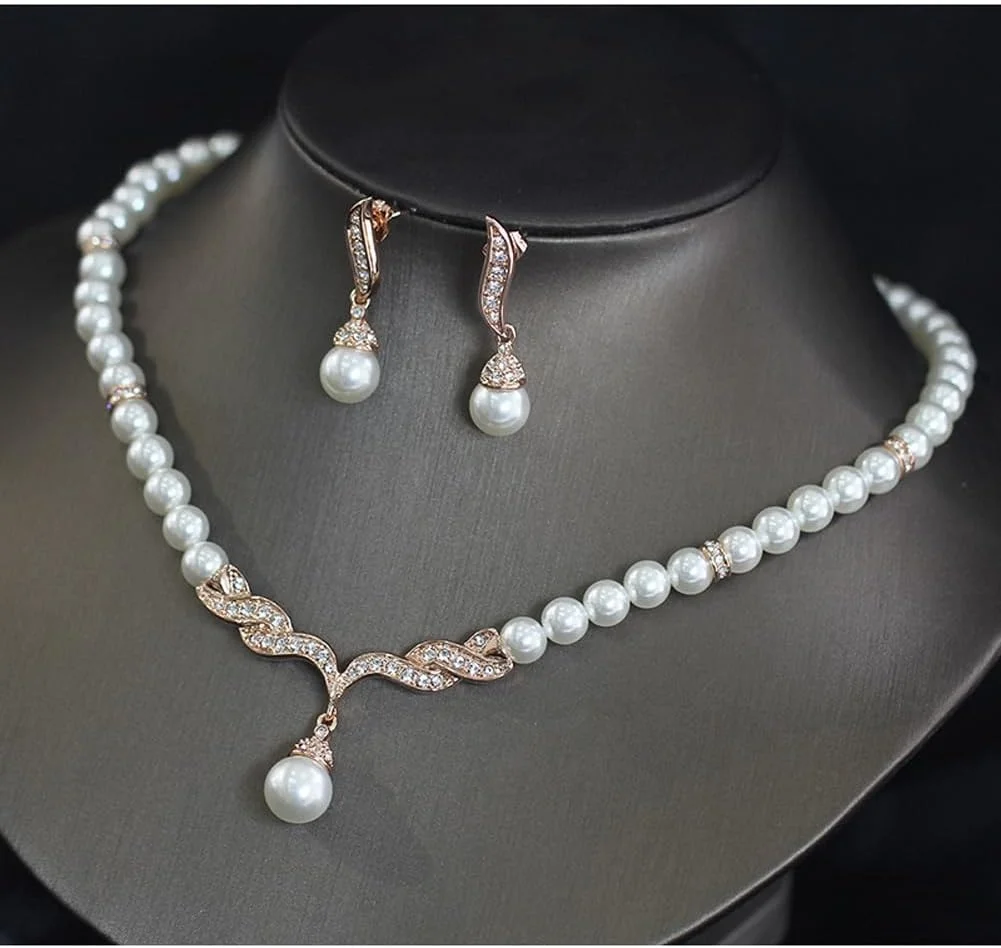 ست جواهرات گردنبند مرواریدی شیک و جدید زنانه Shining Diva Fashion (15454s) ست جواهرات گردنبند مرواریدی شیک و جدید زنانه Shining Diva Fashion (15454s)