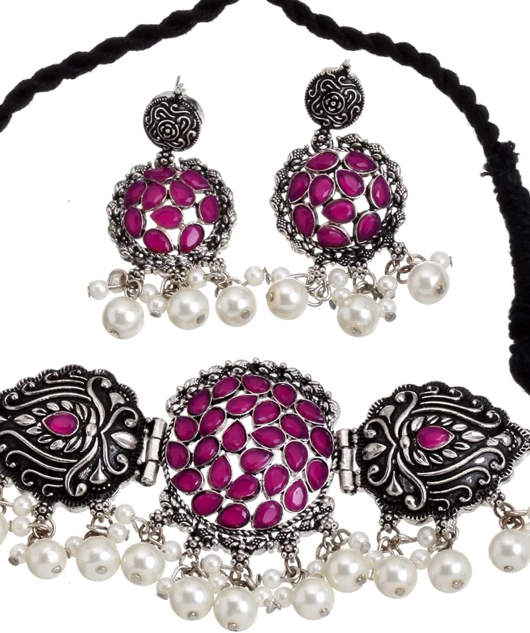 ست جواهرات گردنبند نقره ای اکسیدایز شده شیک و مد روز زنانه Shining Diva Fashion (13199s) ست جواهرات گردنبند نقره ای اکسیدایز شده شیک و مد روز زنانه Shining Diva Fashion (13199s)